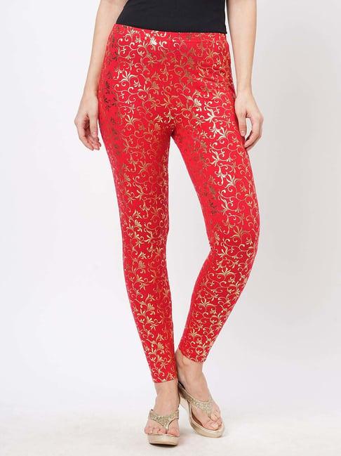 #be red printed leggings