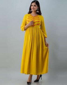   indian ankle length  flared kurta 