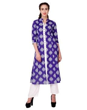  a-line kurti with button down neck