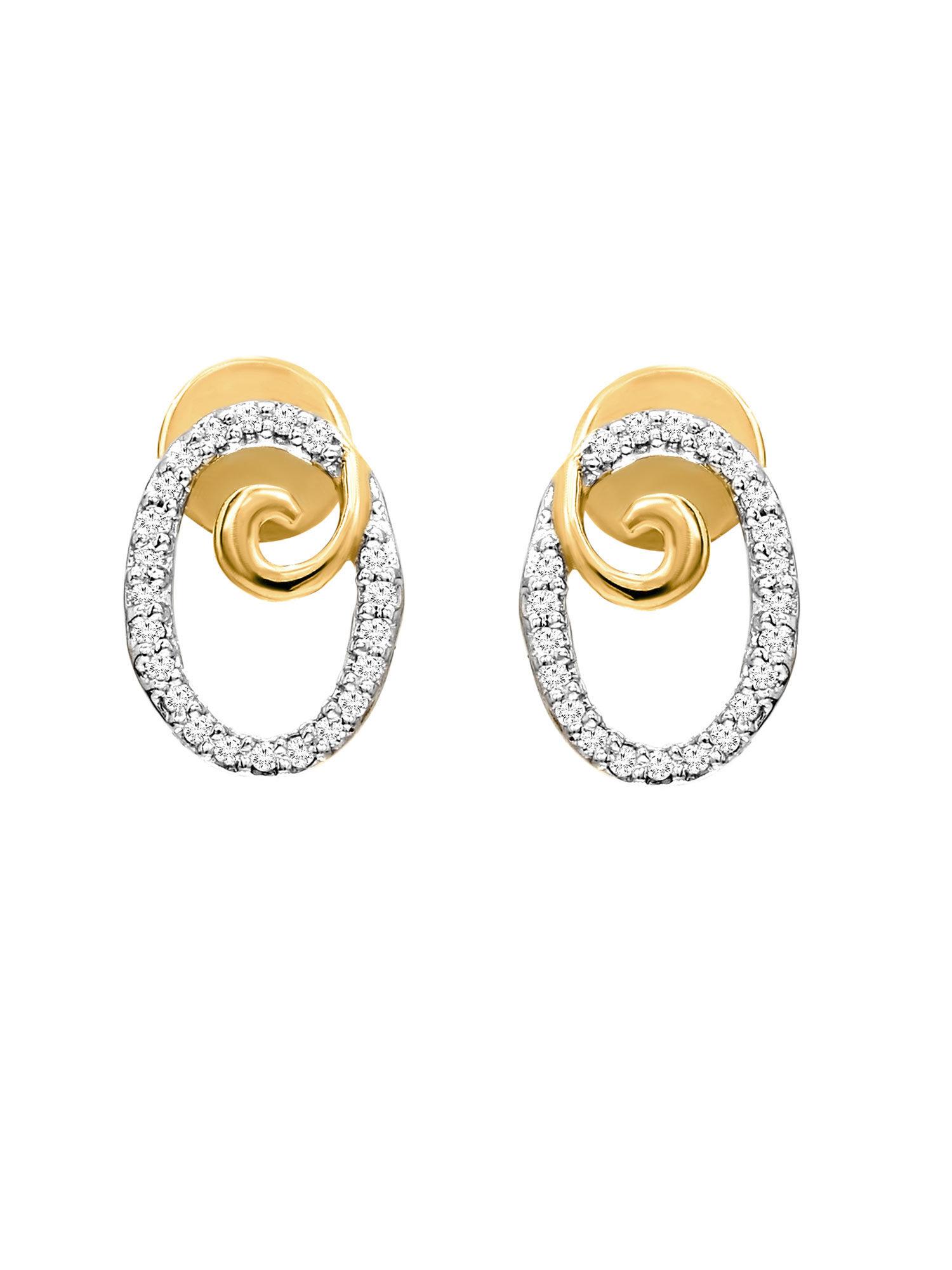 0.09 ct sparkles diamond 18 kt yellow gold oval stud earrings for women