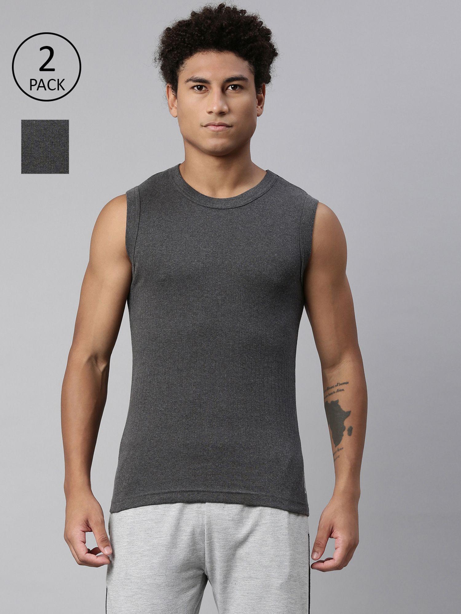 014 gym vest with side branding comfort & smartskin technology - grey (pack of 2)