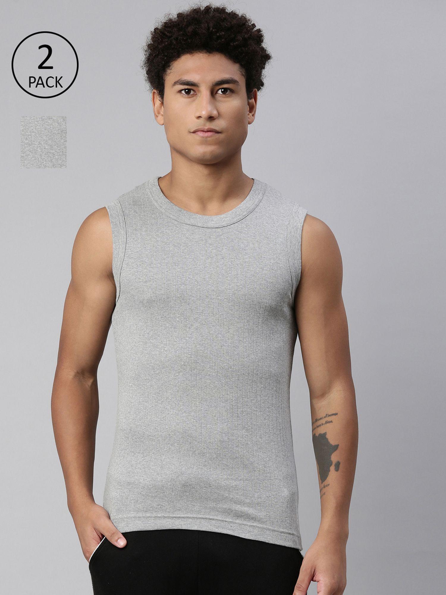 014 gym vest with side branding comfort & smartskin technology - grey (pack of 2)