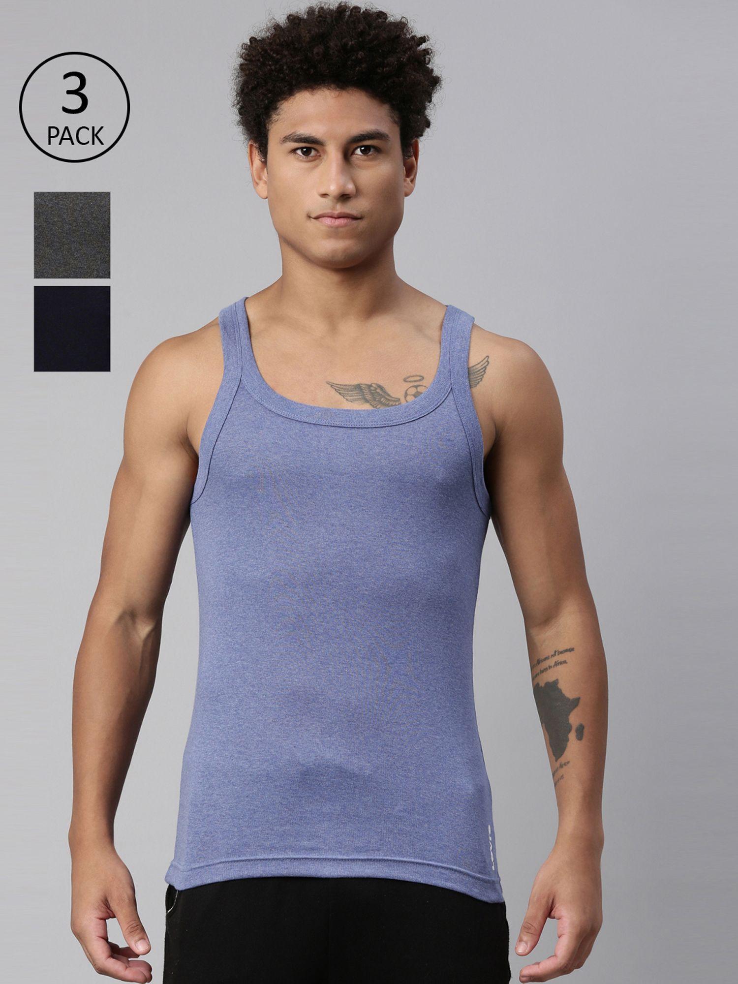 015 sports vest with branding comfort & smartskin technology - multicolor (pack of 3)