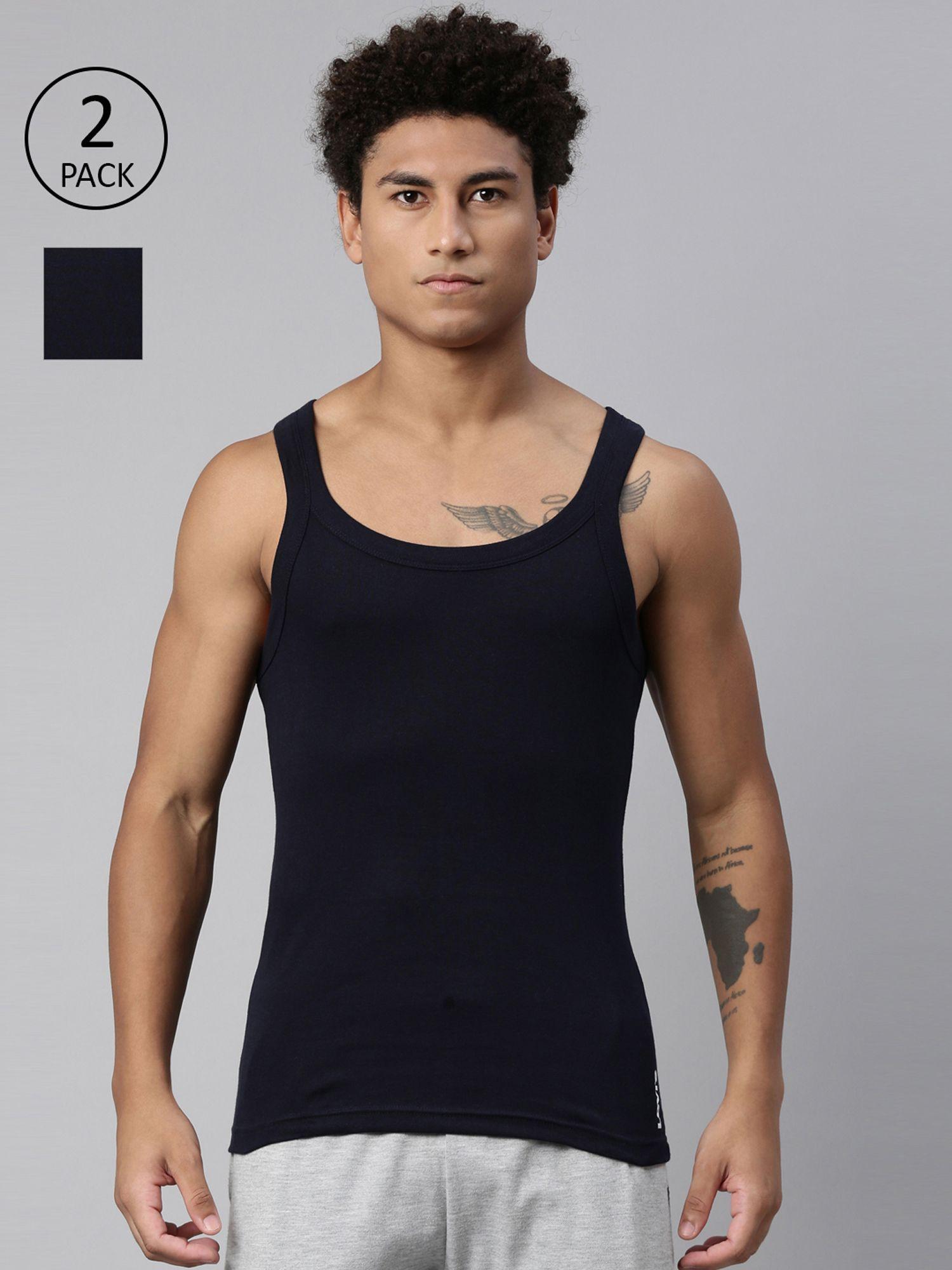 015 sports vest with side branding comfort & smartskin technology - navy (pack of 2)