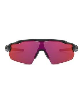 0oo921192111738 men uv protected red lens rectangle sunglasses