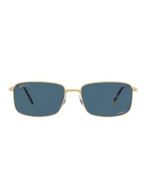 0rb37179196s257 unisex polarized blue lens rectangle sunglasses