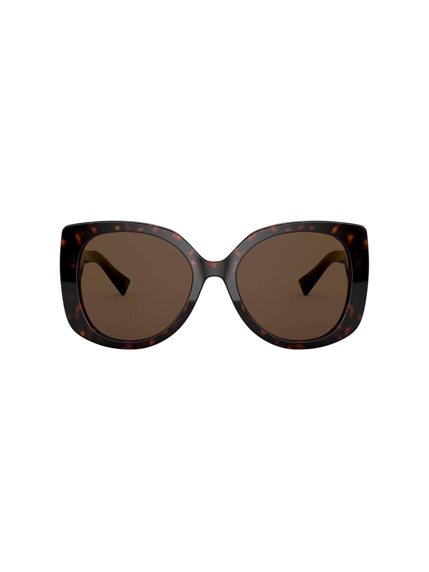 0ve4387 medusa icon dark brown lens rectangle female sunglasses