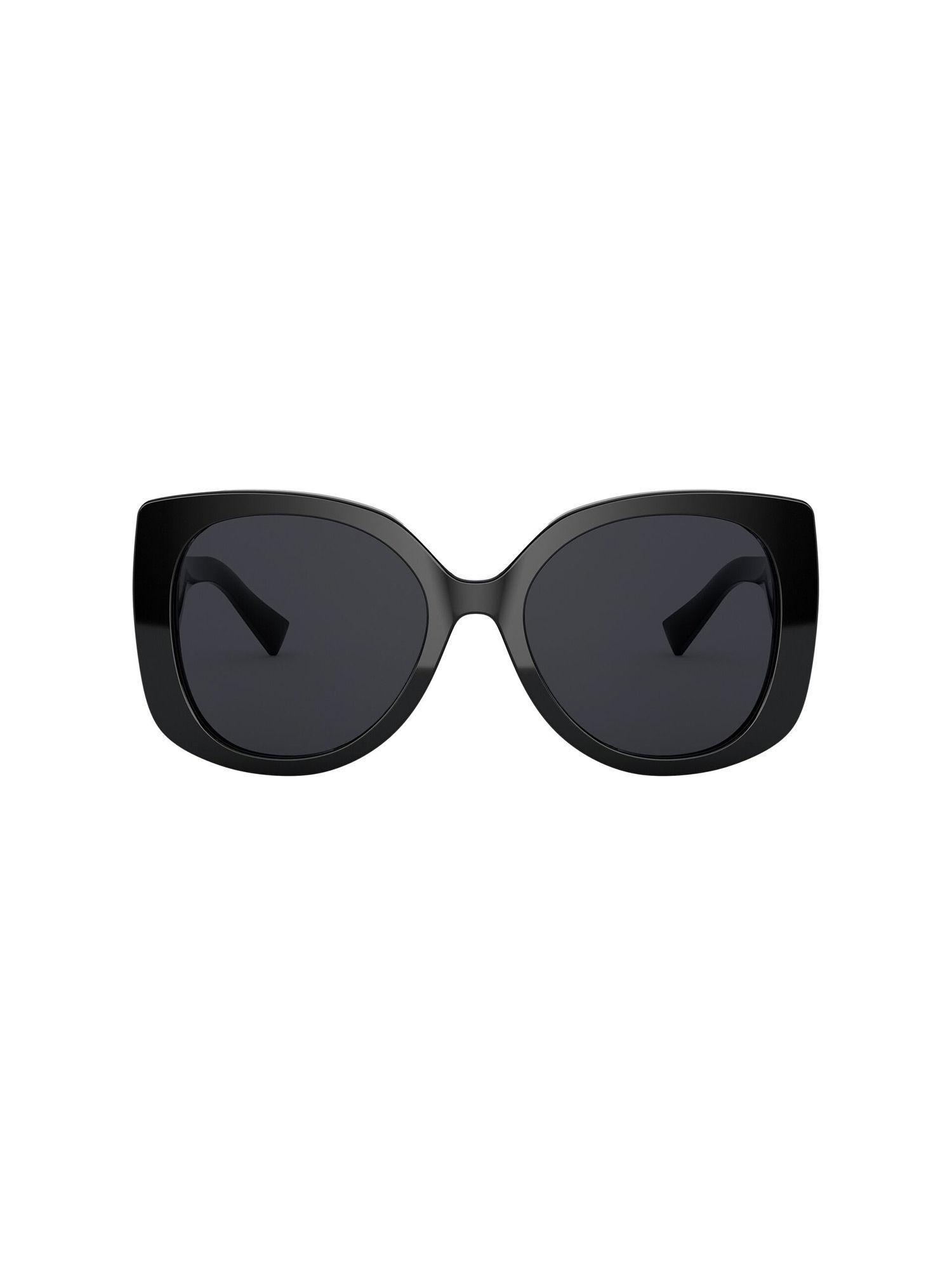 0ve4387 medusa icon dark grey lens rectangle female sunglasses