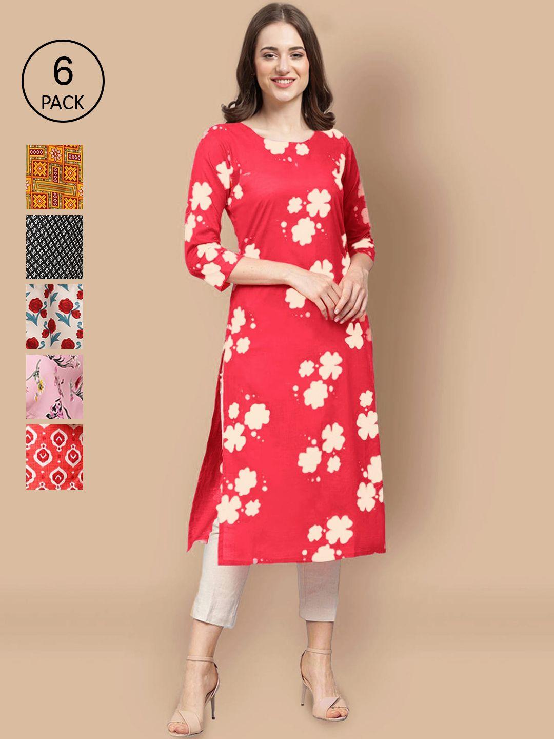 1 stop fashion women multicoloured floral printed summer sheers crepe straight kurta