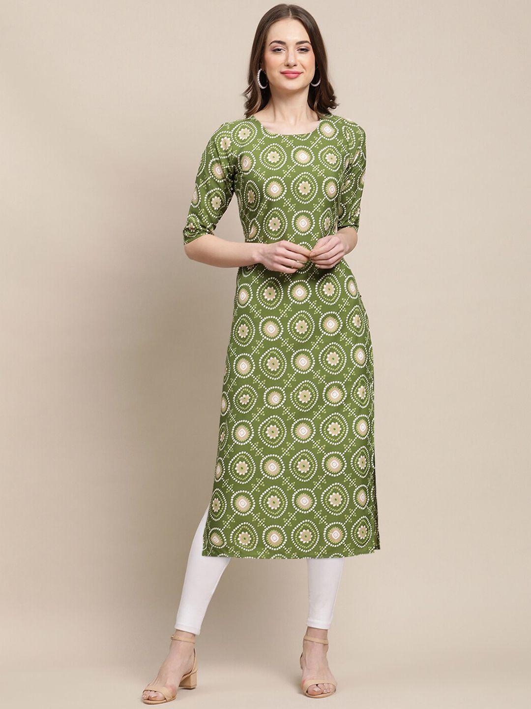 1 stop fashion women multicoloured geometric printed thread work block print crepe kurta
