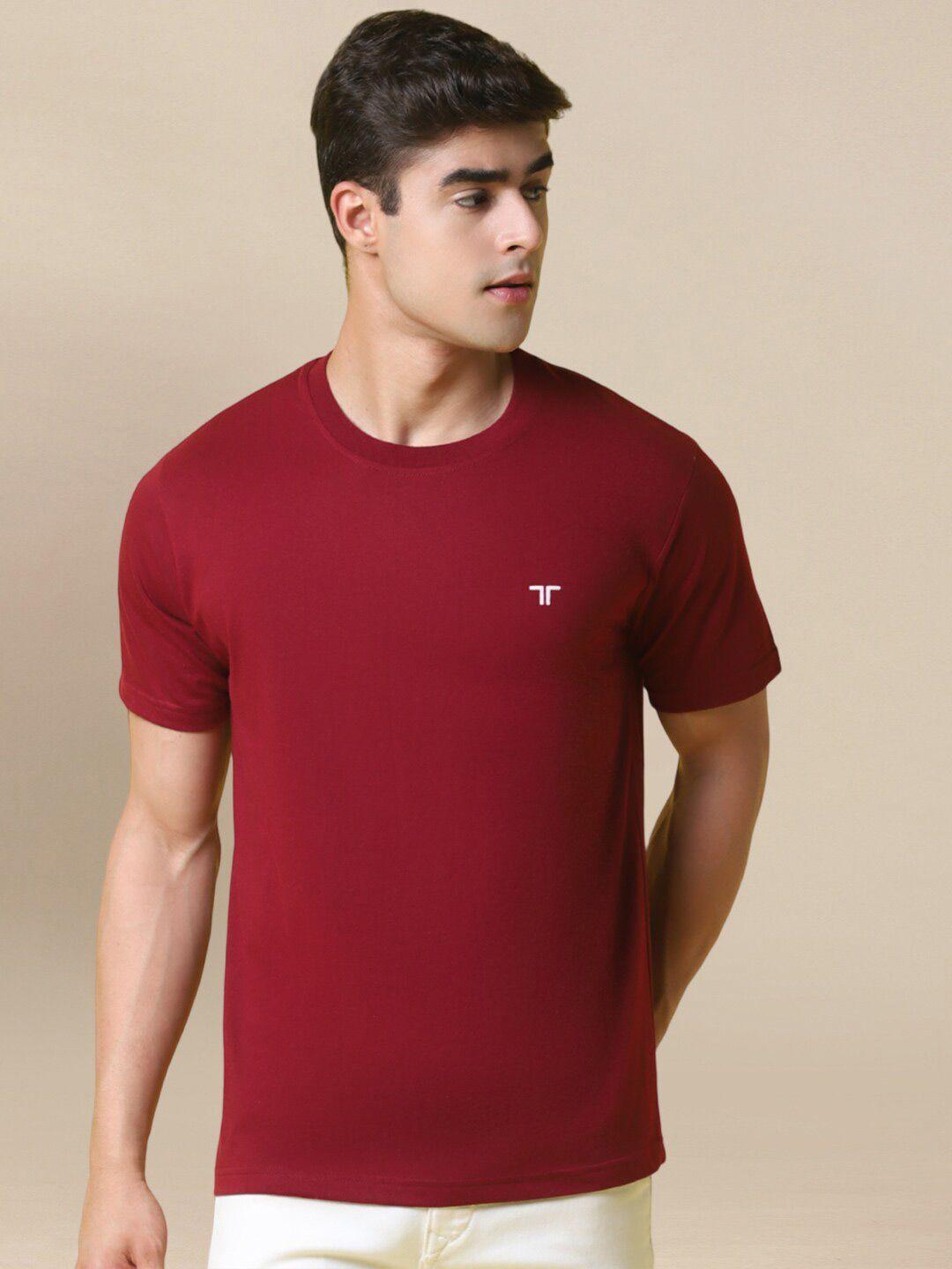 1 stop fashion men maroon pockets t-shirt