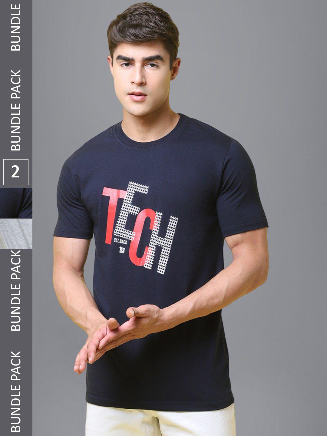 1 stop fashion men multicoloured typography 2 printed applique t-shirt
