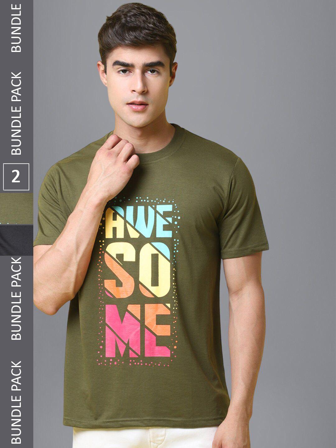 1 stop fashion men multicoloured typography 2 printed raw edge t-shirt