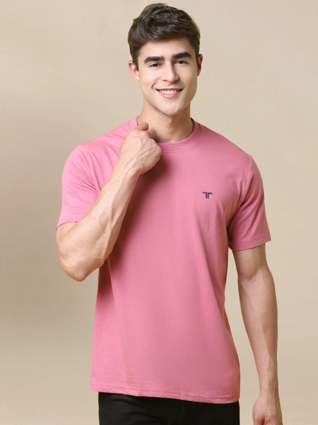 1 stop fashion men pink mandarin collar pockets t-shirt