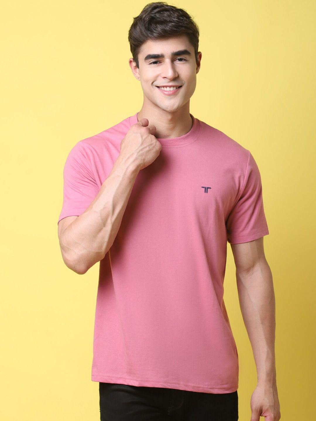 1 stop fashion men pink v-neck pockets t-shirt