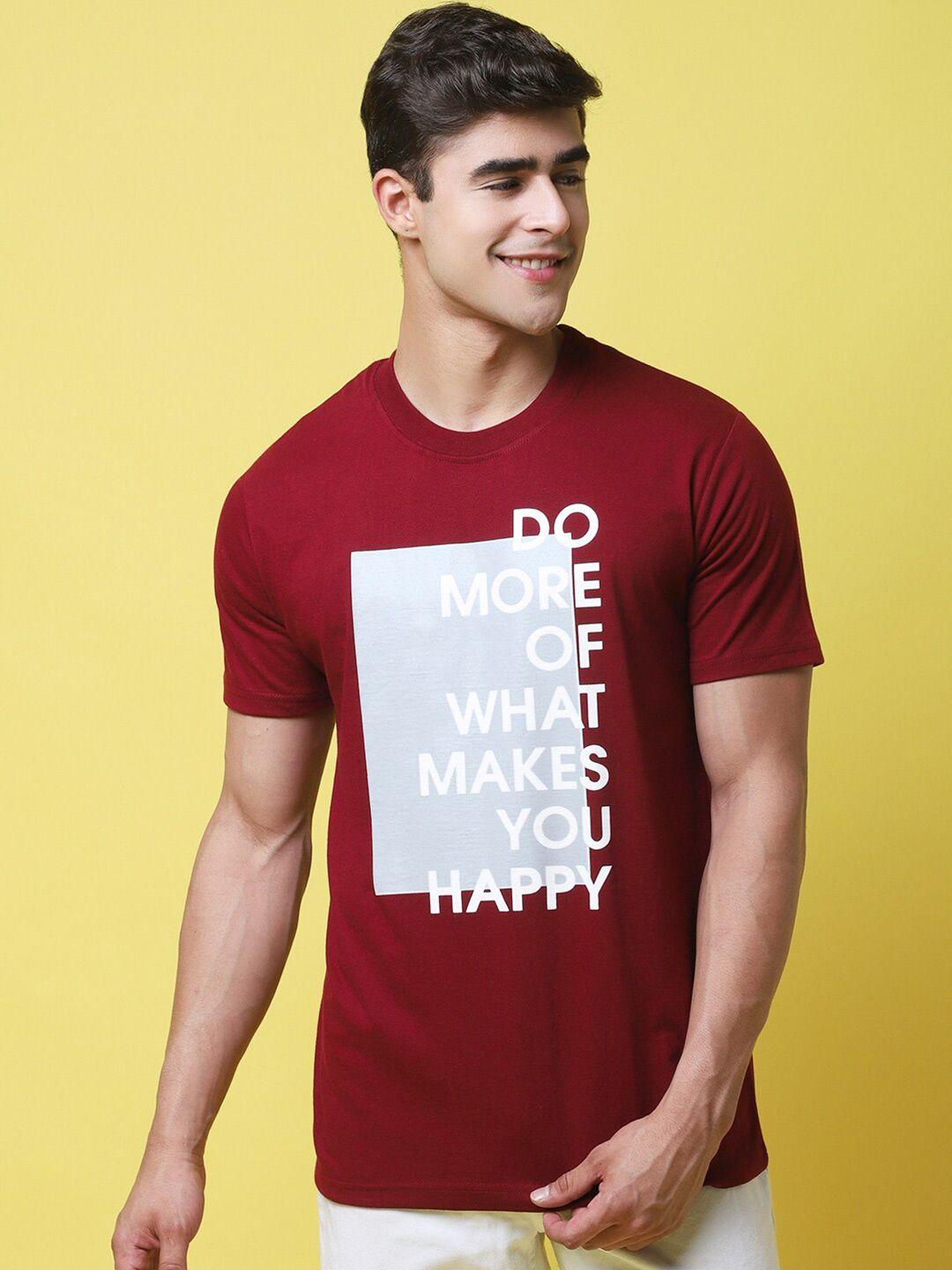 1 stop fashion men red typography printed applique t-shirt
