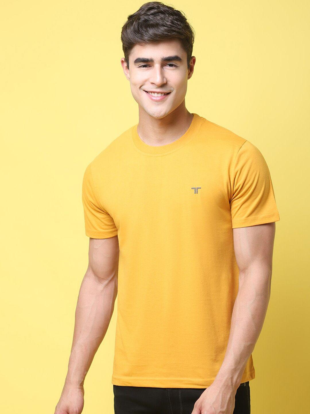 1 stop fashion men yellow v-neck t-shirt