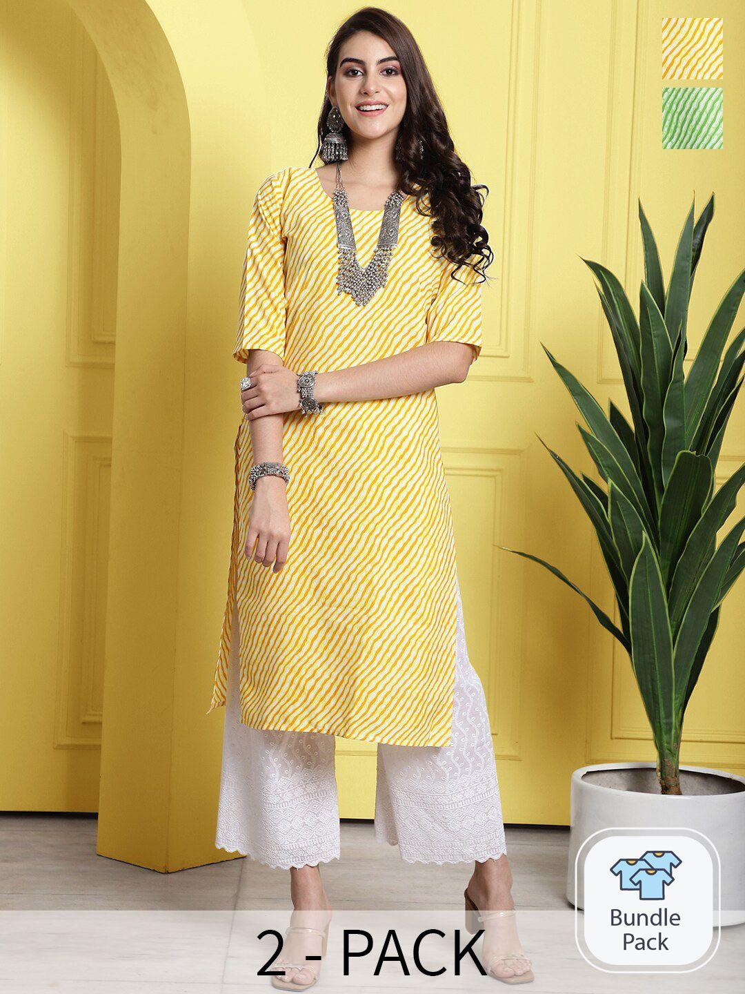 1 stop fashion selection of 2 leheriya printed kurta