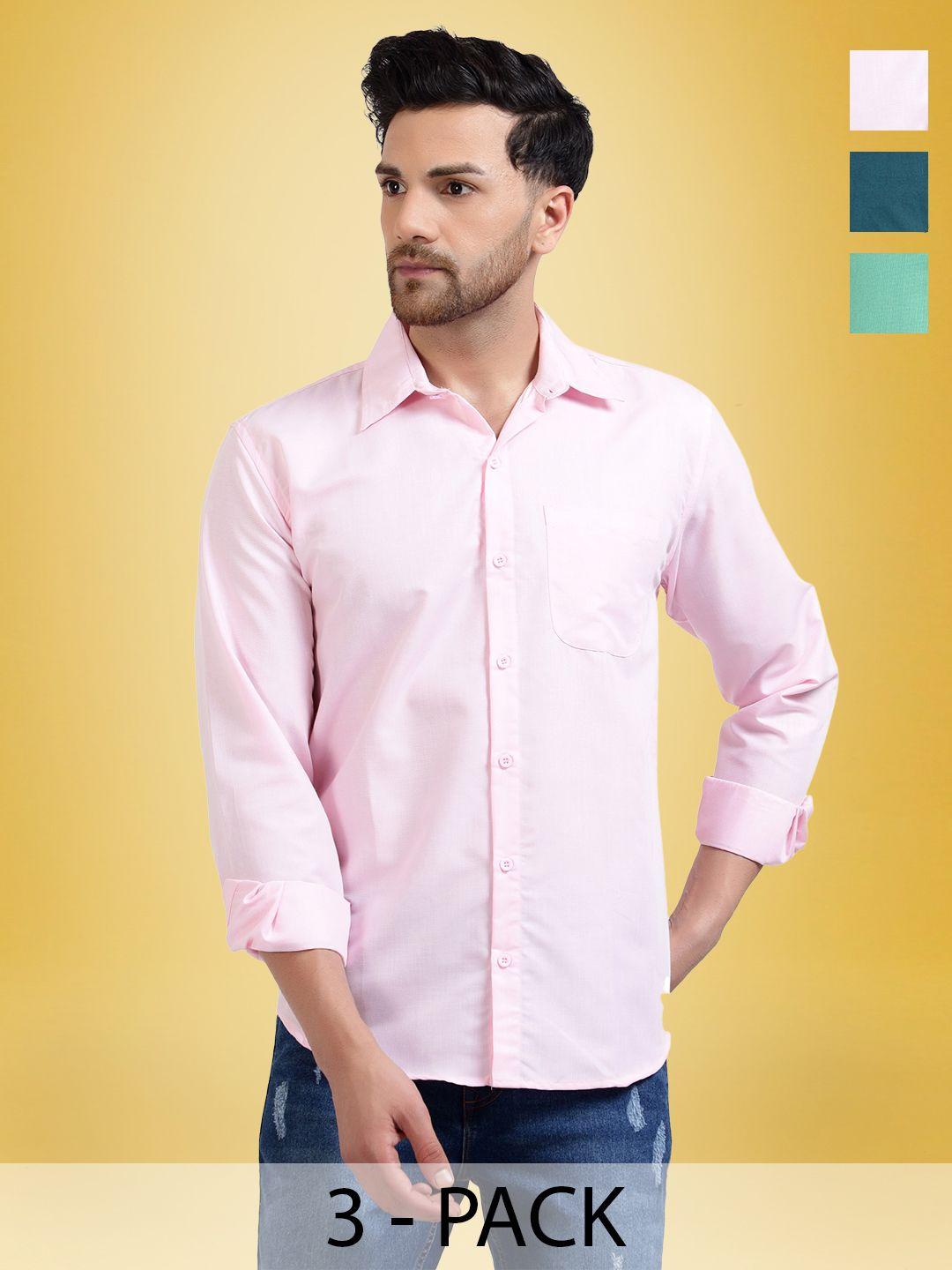 1 stop fashion selection of 3 standard spread collar chest pocket cotton casual shirt
