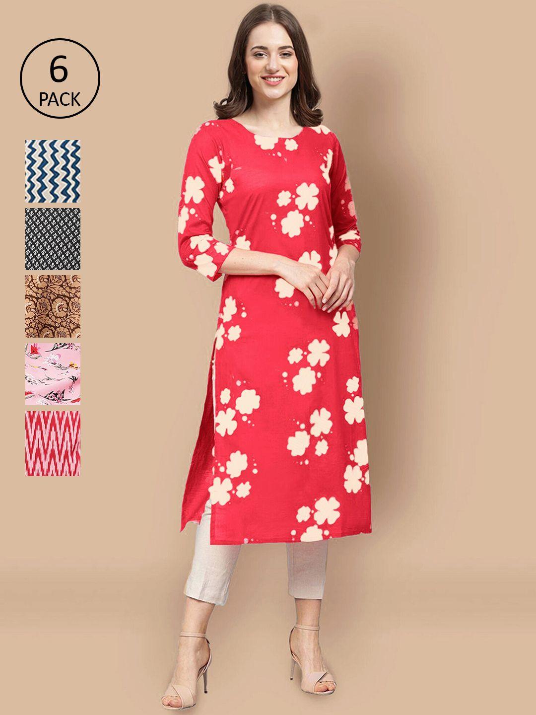 1 stop fashion women multicoloured geometric checked flared sleeves thread work summer sheers crepe kurta