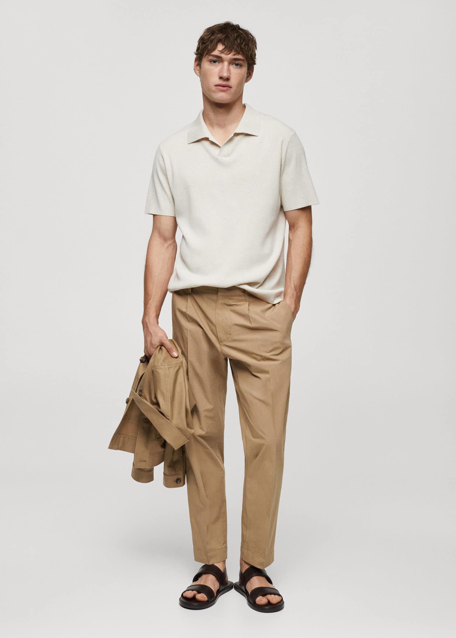 100% slim-fit cotton trousers