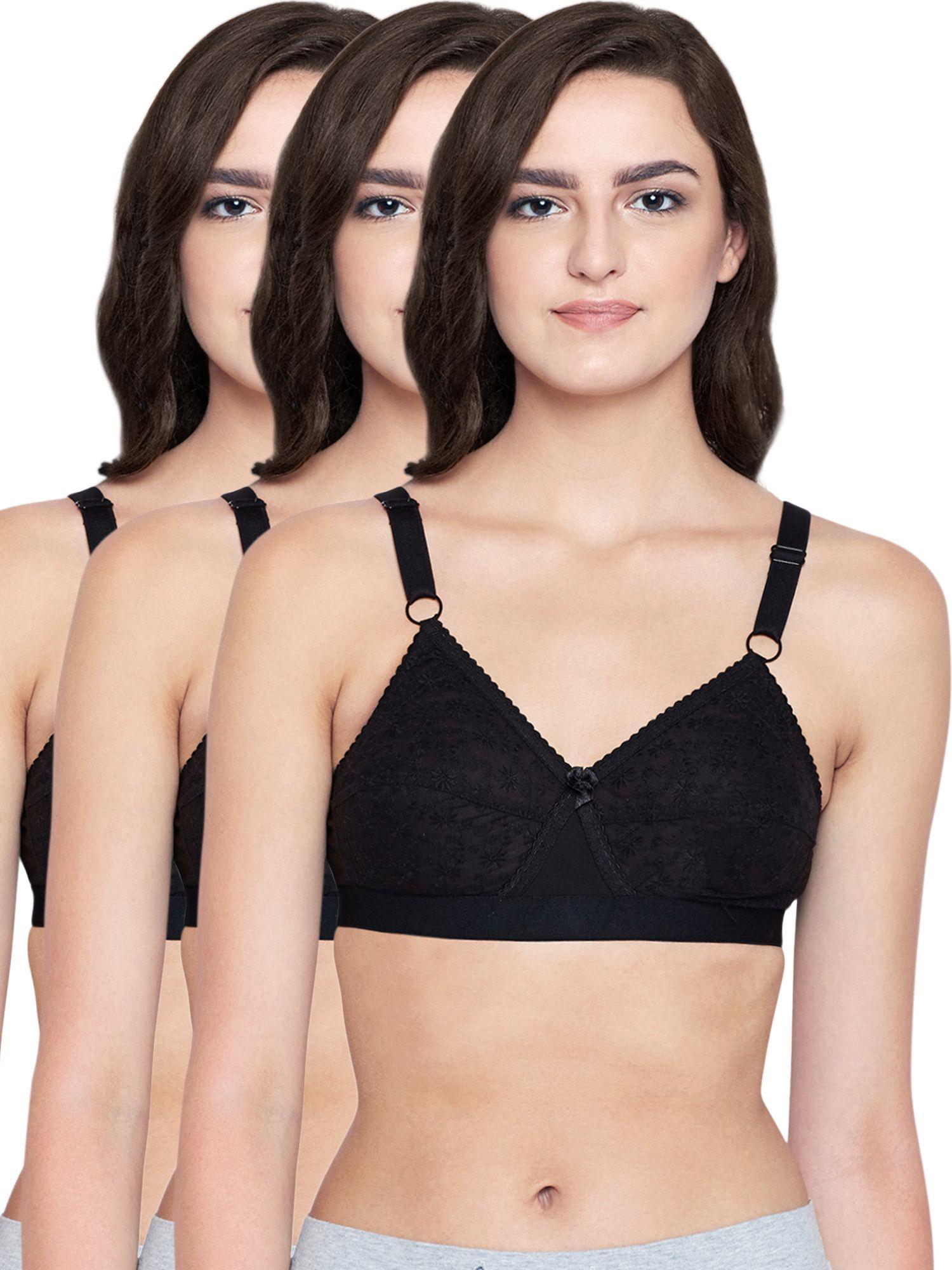 100% cotton lightly padded non wired t-shirt bra (pack of 3)