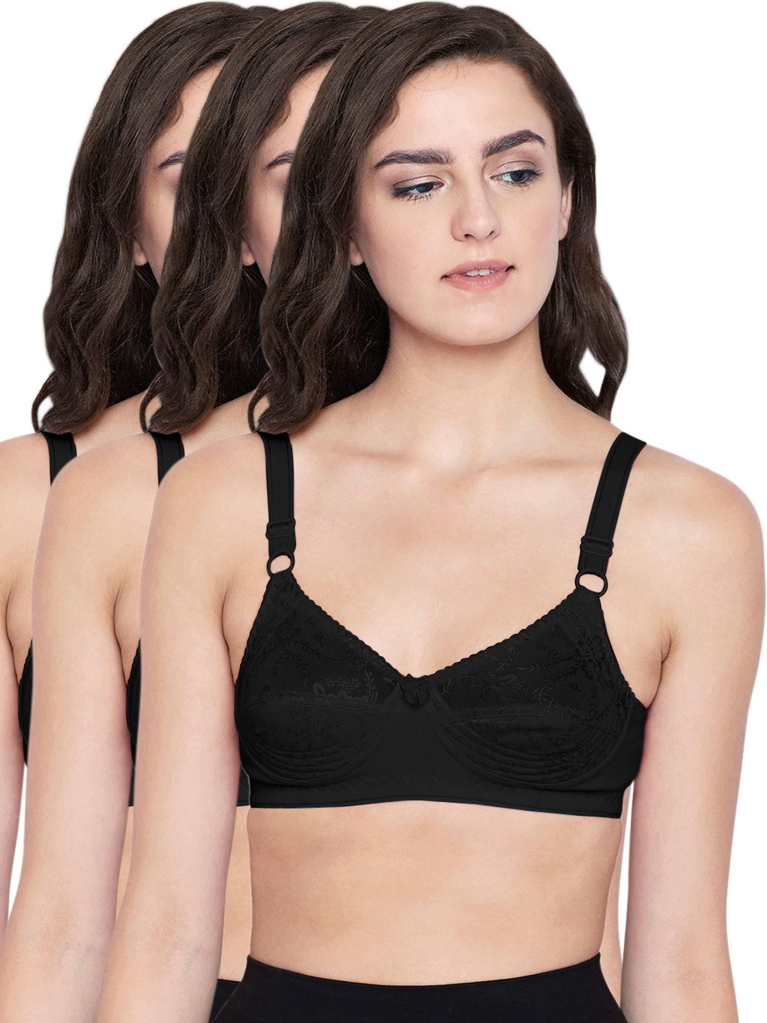 100% cotton non padded non wired regular bra (pack of 3)