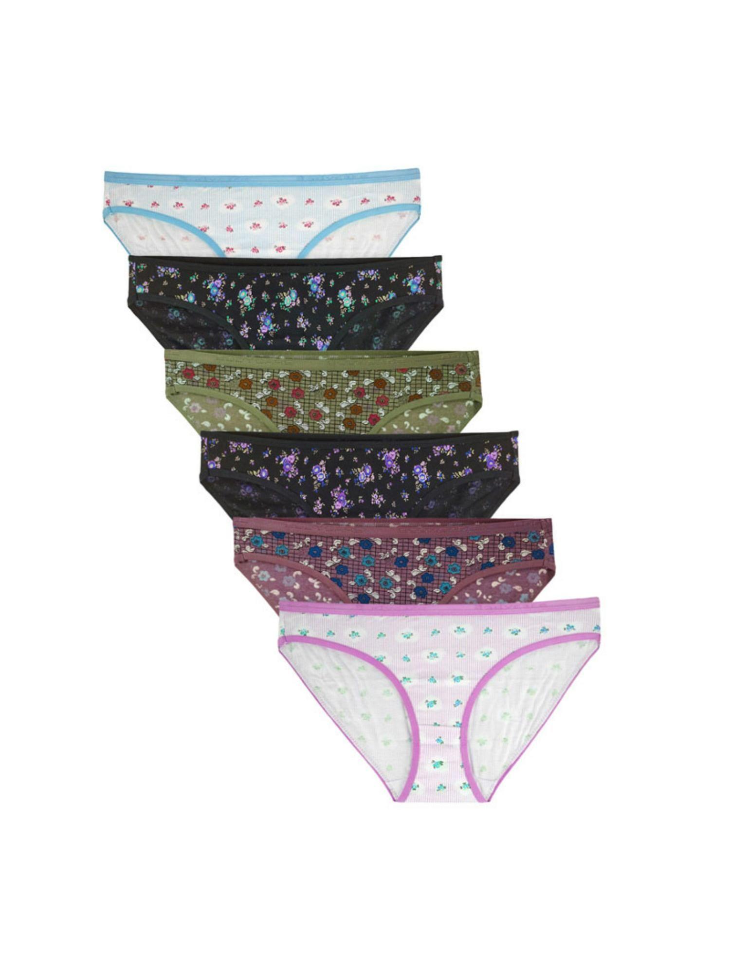 100% cotton teenager assorted panties in pack of 6 - multi-color