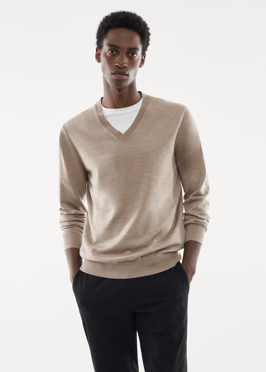 100% merino wool v-neck sweater