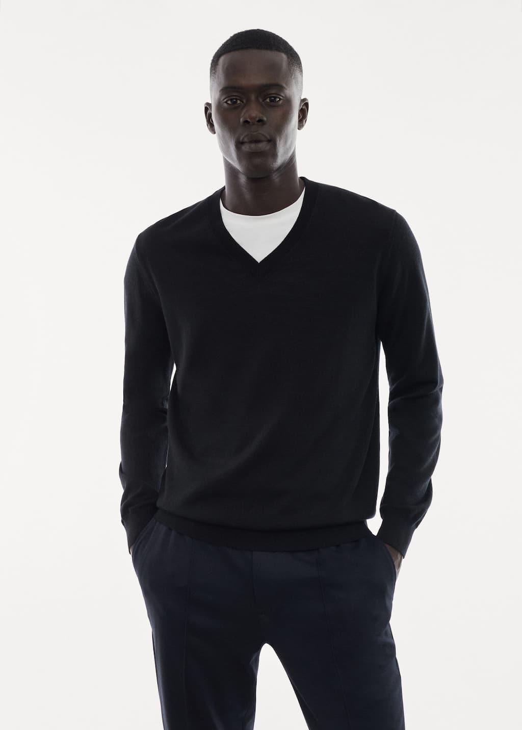 100% merino wool v-neck sweater