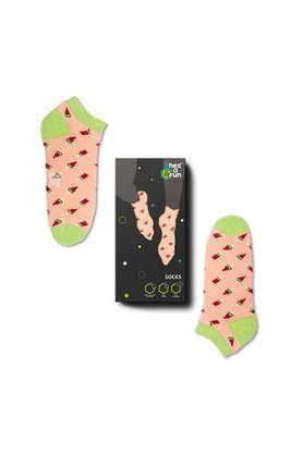 100% organic cotton unisex socks - ankle length - pack of 1 watermelon theme 1 - multi
