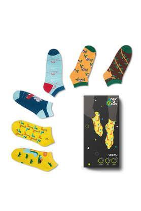 100% organic cotton unisex socks - ankle length - pack of 6 animal-holic series 1 + 2 - multi