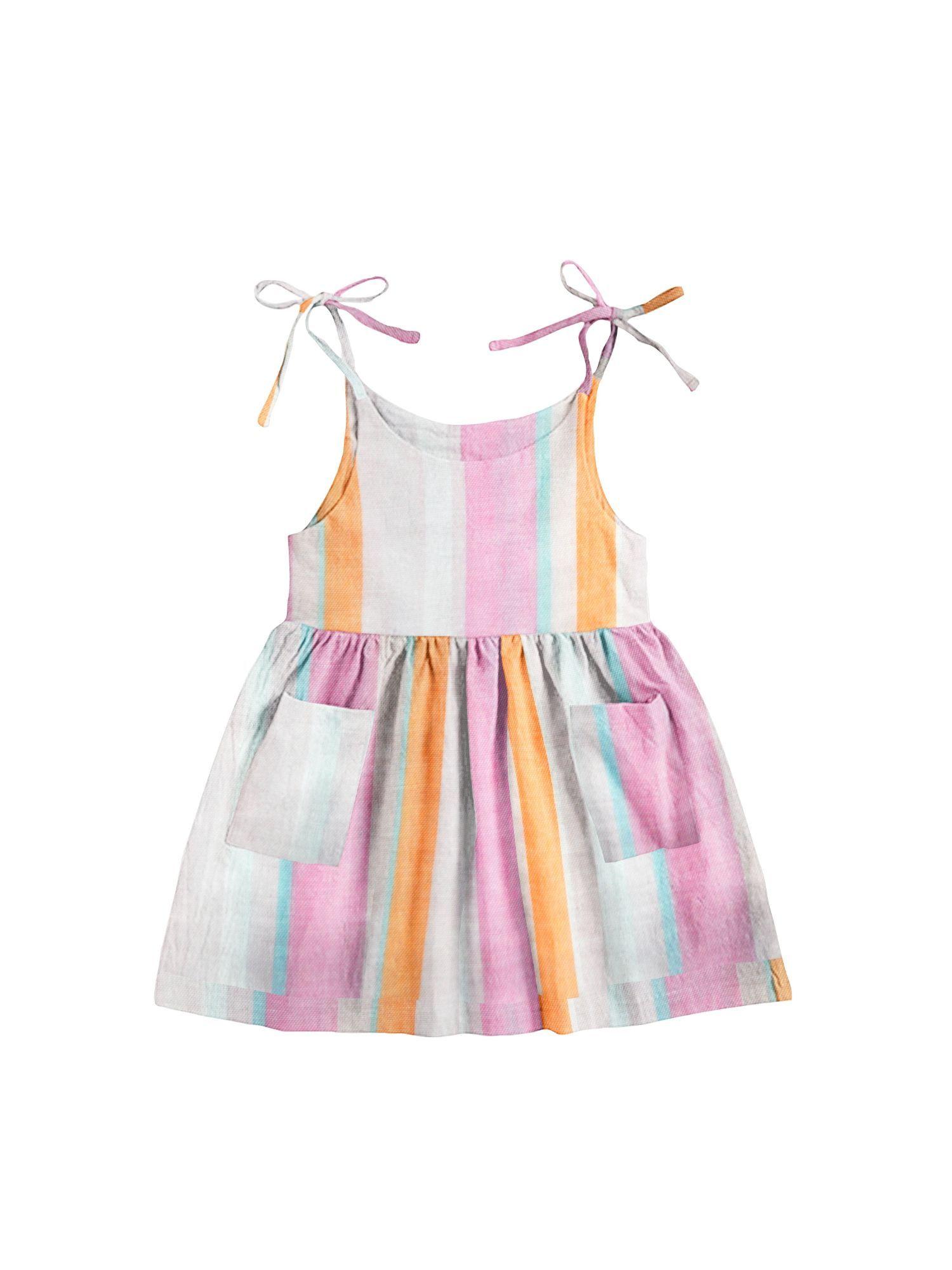 100% organic pink & orange stripe sleeveless nightdress