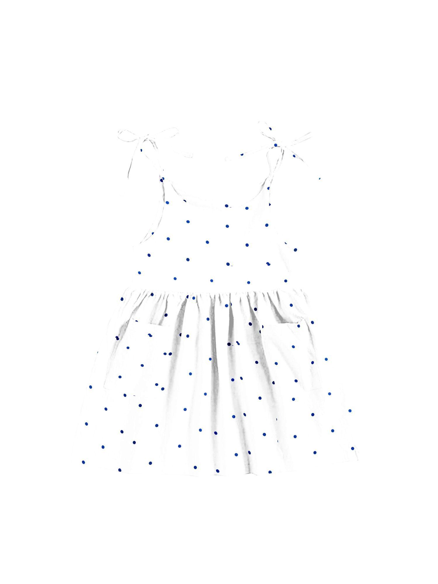 100% organic white & navy blue dot sleeveless nightdress