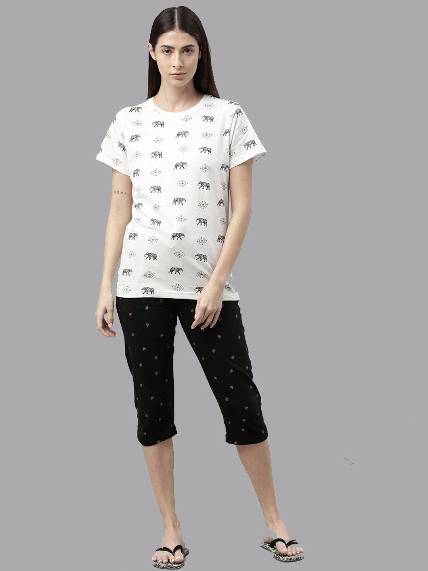 100 percent cotton lounge t-shirt for women white