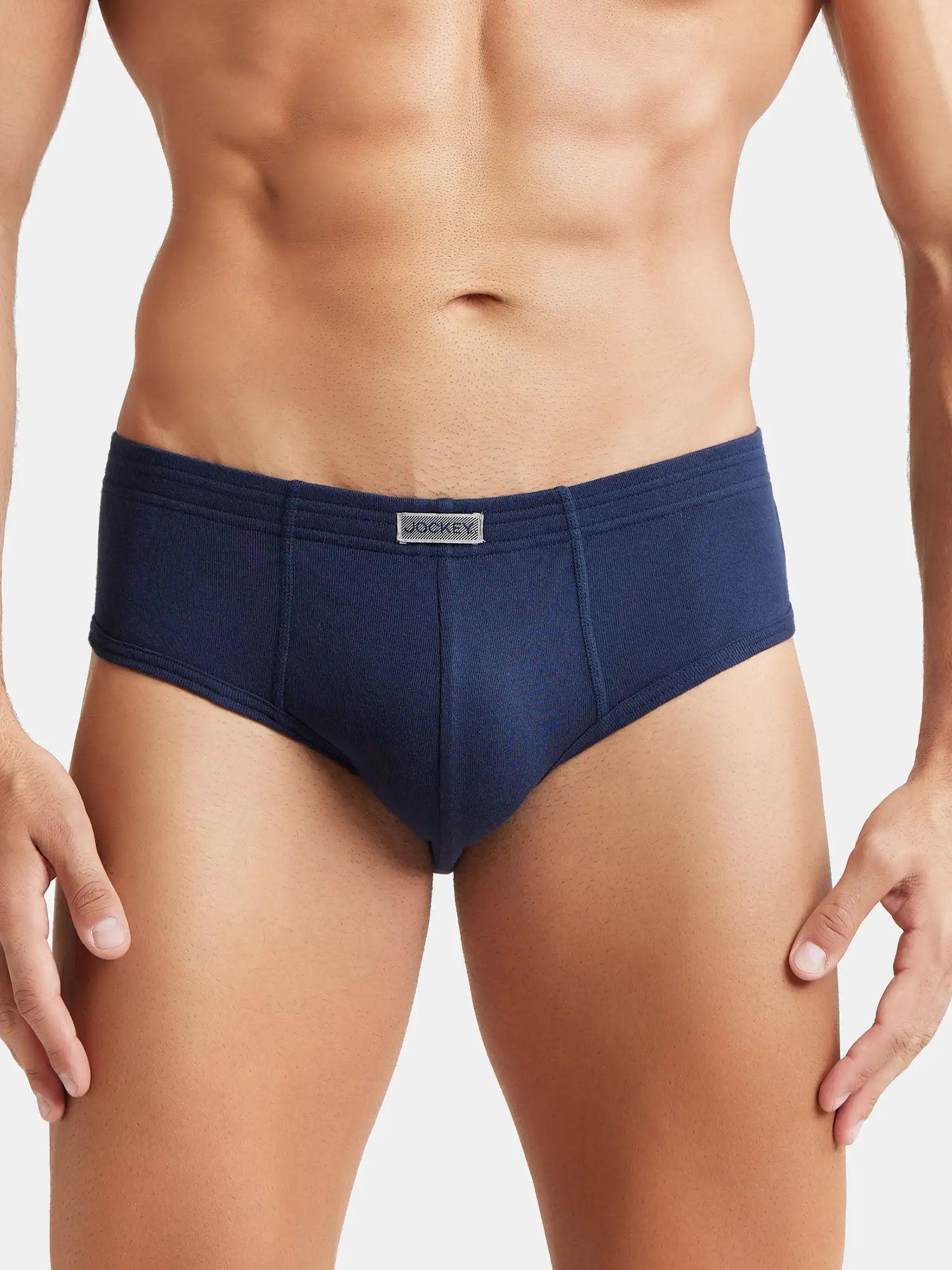 1009 mens super cotton rib solid brief with stay fresh properties-blue