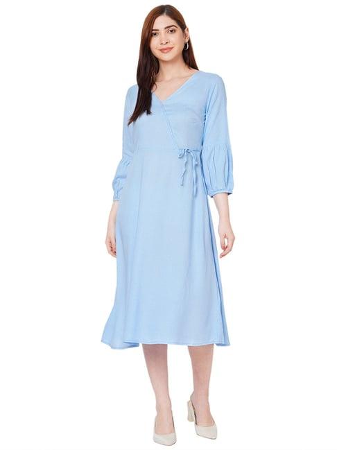109 f blue printed a-line dress