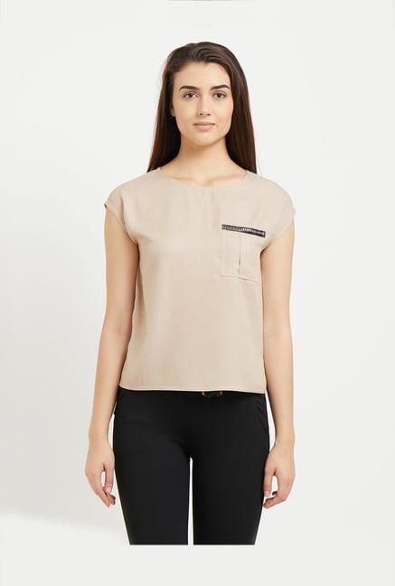 109 f beige regular fit top