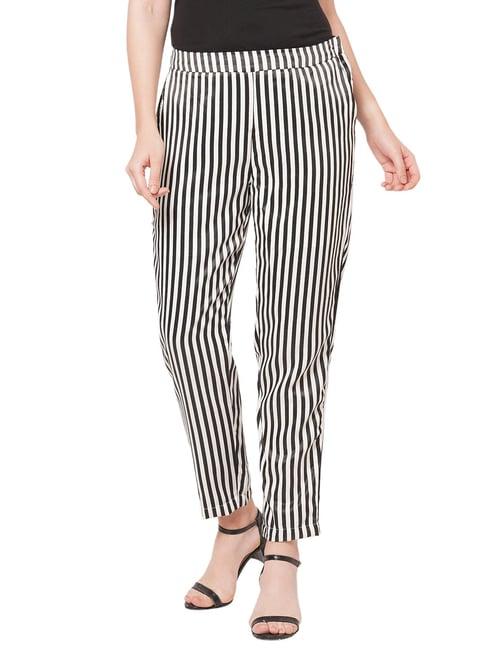 109 f black & white regular fit flat front trousers