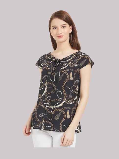 109 f black printed top