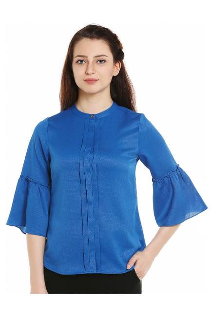 109 f blue self print top