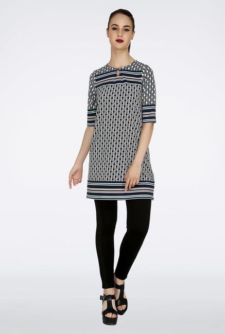 109 f dark blue printed tunic