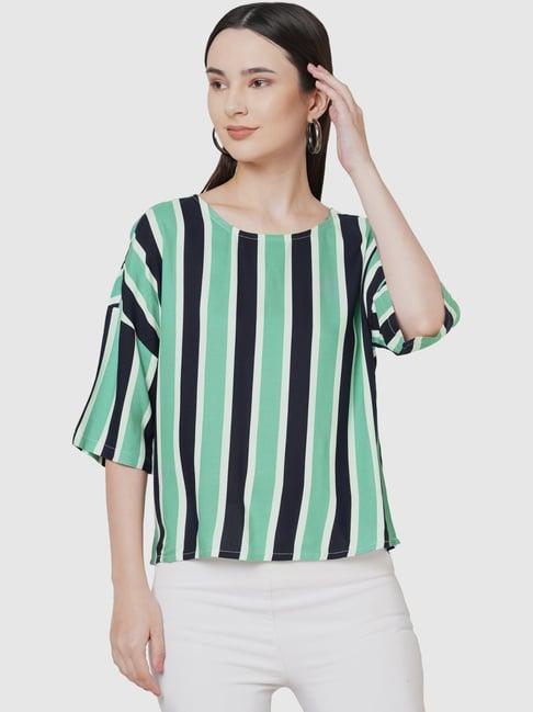 109 f green & blue striped top