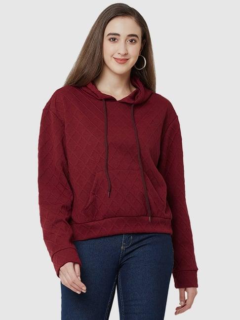 109 f maroon embroidered hoodies