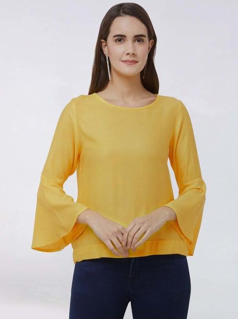 109 f mustard self pattern top