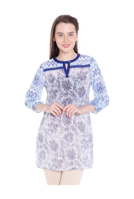 109 f navy printed tunic