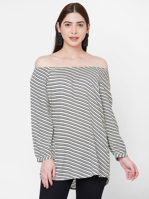 109 f off white striped full sleeves top