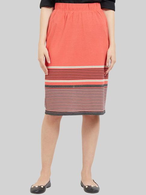 109 f peach striped a-line skirt