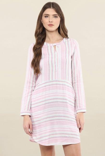 109 f pink striped tunic