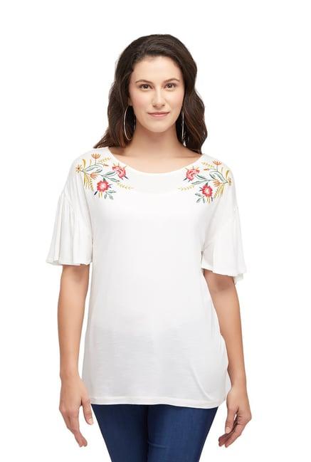109 f white embroidered tunic